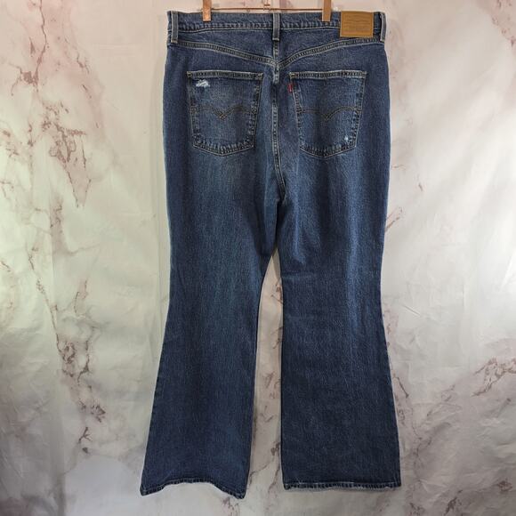 Levis Jeans Women 34 X 32 70s High Flare High Rise Distressed Premium Medium - Picture 5 of 13